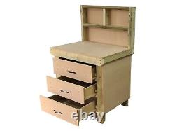 Établi d'atelier avec armoire à outils en bois et plateau en MDF de 18 mm - Table de travail de rangement industriel