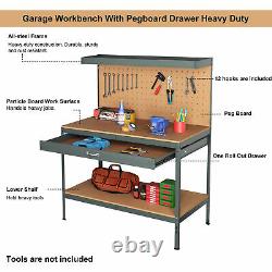 Garage Workbench Tiroir Entreposage Pegboard Tool Box Coffre Cabinet Lourd 440kg