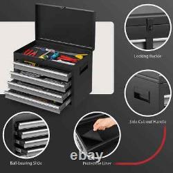 Grand coffre à outils roulant 2-en-1 avec cabinet à outils en métal détachable et 5 tiroirs