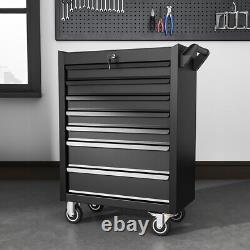 Grande boîte à outils en acier avec 7 grands tiroirs, roulettes et chariot de rangement