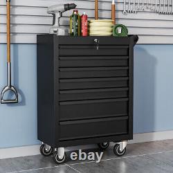 Grande boîte à outils en acier avec 7 grands tiroirs, roulettes et chariot de rangement