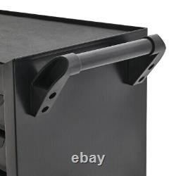 Grande boîte à outils noire avec roulettes, cabinet à tiroirs verrouillable