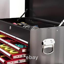 HOMCOM 19 Tiroir de Cabinet, Coffre à Outils en Deux Parties sur Roulettes Rouges