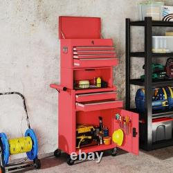 HOMCOM Armoire à outils avec 6 tiroirs, coffre à outils roulant 3-en-1 avec roues