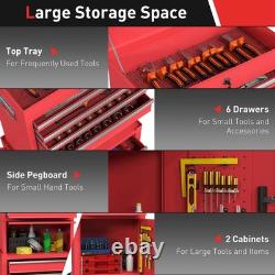 HOMCOM Armoire à outils avec 6 tiroirs, coffre à outils roulant 3-en-1 avec roues