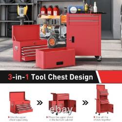 HOMCOM Armoire à outils avec 6 tiroirs, coffre à outils roulant 3-en-1 avec roues