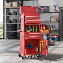 HOMCOM Armoire à outils avec 6 tiroirs, coffre à outils roulant 3-en-1 avec roues