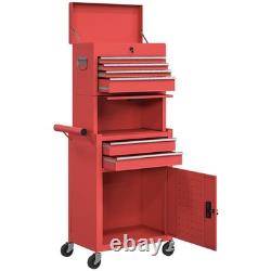 HOMCOM Armoire à outils avec 6 tiroirs, coffre à outils roulant 3-en-1 avec roues