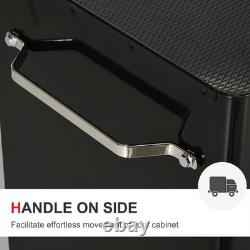 HOMCOM Armoire de rangement à outils en acier à 5 tiroirs avec serrure, roues, poignée et 2 clés, rouge