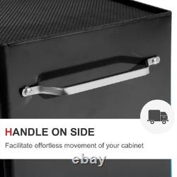 HOMCOM Armoire de rangement à outils en acier verrouillable à 5 tiroirs avec roues, poignée et 2 clés, noire