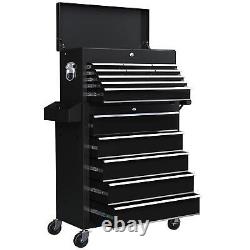 HOMCOM Cabinet à 19 tiroirs, coffre à outils en deux parties sur roulettes, noir HOMCOM Cabinet à 19 tiroirs, coffre à outils en deux parties sur roulettes, noir