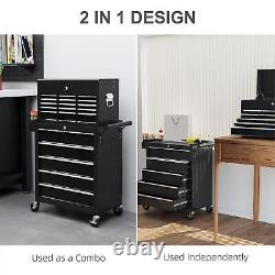 HOMCOM Cabinet à 19 tiroirs, coffre à outils en deux parties sur roulettes, noir HOMCOM Cabinet à 19 tiroirs, coffre à outils en deux parties sur roulettes, noir