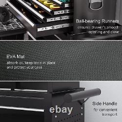 HOMCOM Cabinet à 19 tiroirs, coffre à outils en deux parties sur roulettes, noir