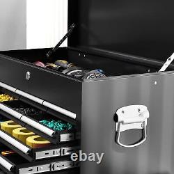 HOMCOM Cabinet à 19 tiroirs, coffre à outils en deux parties sur roulettes, noir