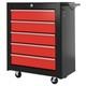 Homcom Coffre &agrave; Outils &agrave; 5 Tiroirs Avec Roulettes, Armoire De Rangement &agrave; Outils En Acier Verrouillable Avec