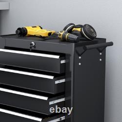 HOMCOM Coffre à outils à 5 tiroirs avec roulettes, armoire de rangement à outils en acier verrouillable avec