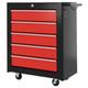 Homcom Coffre à Outils à 5 Tiroirs En Acier, Armoire De Rangement à Outils Verrouillable Avec Roues, Rouge