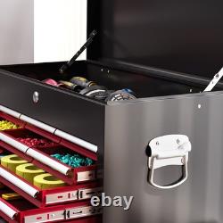 HOMCOM Coffre à outils roulant cabinet à roulettes verrouillable avec 14 tiroirs rouge