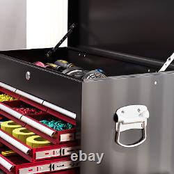 HOMCOM Coffre à outils roulant verrouillable avec 14 tiroirs Cabinet à roulettes rouge