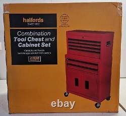 Halfords Centre d'Atelier Outils avec 8 Tiroirs et Armoire Rouge Endommagé A