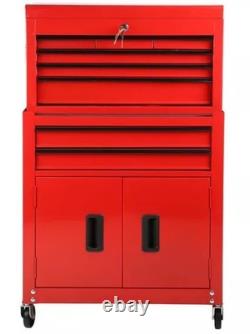 Halfords Coffre à outils d’atelier central rouge à 8 tiroirs et armoire de rangement (bosselé)