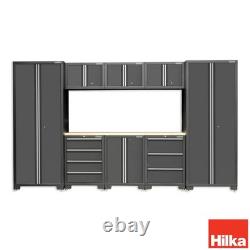 Hilka Armoire à Outils en Acier de 24 Gauge, 9 Pièces, Coffre de Rangement pour Garage et Atelier avec Tiroirs