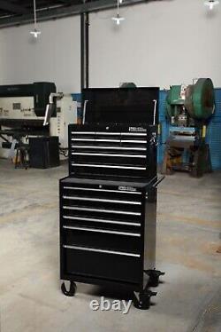 Hilka Coffre à outils à roulettes avec 15 tiroirs en métal noir