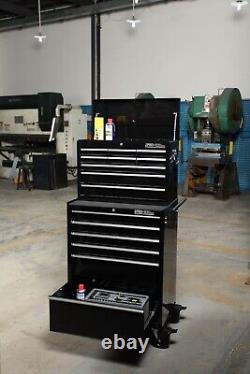 Hilka Coffre à outils à roulettes avec 15 tiroirs en métal noir