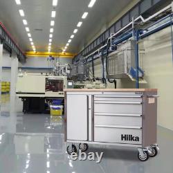 Hilka Coffre de rangement 4 tiroirs en acier inoxydable de 48 pouces pour atelier, armoire à outils