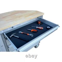 Hilka Coffre de rangement 4 tiroirs en acier inoxydable de 48 pouces pour atelier, armoire à outils