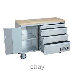 Hilka Coffre de rangement 4 tiroirs en acier inoxydable de 48 pouces pour atelier, armoire à outils