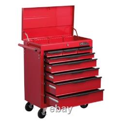 Hilka Heavy Duty Chariot à Outils à 8 Tiroirs avec Couvercle Garage Atelier Armoire en Acier Rouge Pro