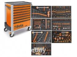 Kit d'outils Beta Worker 398 pièces dans un meuble à roulettes mobile orange à 8 tiroirs