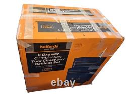 Meuble central de boîte à outils Halfords à 6 tiroirs 681 x 1147 x 422 mm bleu (bosses)