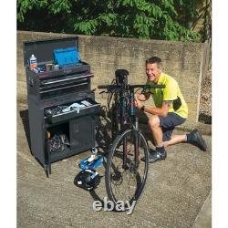 Meuble de rangement noir lourd combiné avec armoire à roulettes et coffre à outils à 6 tiroirs de 24 po