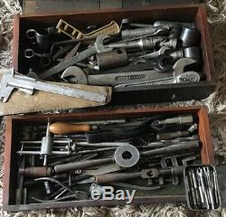 Poitrine Ingénieurs En Bois Vintage Toolmakers Cabinet 4 Tiroirs Avec Des Outils