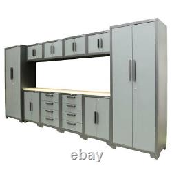 Professional Garage Tool Storage 11 Piece Modular Steel Cabinet Set Mécanique