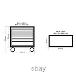 SGS Armoire à outils Pro 36 pouces avec 7 tiroirs, Poignée latérale, Glissières lisses, Acier avec roulettes