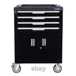 SGS Armoire à roulettes avec 4 tiroirs, compartiment de rangement, plateau, serrures et frein à roulettes