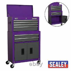 Sealey 6 Tiroir Roulement À Billes Roller Cabinet Coffret Violet Gris Ap2200bbcp