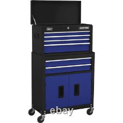 Sealey 6 Tiroir Supérieur Poitrine Et Tool Roller Cabinet Combiné Noir / Bleu