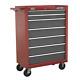 Sealey Ap22507bb Boîte De Rangement D'armoire à Outils à Roulettes Rollcab 7 Tiroirs Rouge A