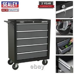 Sealey AP2505B Armoire à outils roulante noire robuste 5 tiroirs avec roulements à billes