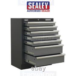 Sealey Modular 7 Drawer Tools Floor Cabinet 680mm Apms62 Atelier Garage Noir