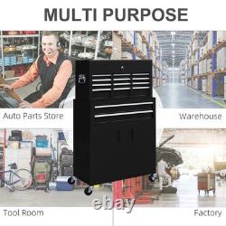 Servante à outils mobile à 6 tiroirs pour garage et atelier, noire