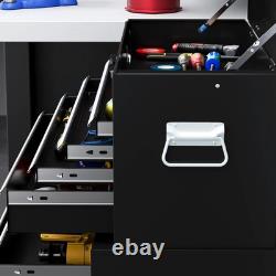 Servante à outils mobile à 6 tiroirs pour garage et atelier, noire