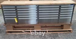 Sgs 96 pouces en acier inoxydable 24 tiroirs Établi coffre à outils Cabinet Stc9600b Rs738
