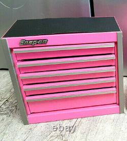 Snap-on Nouveau Pink Mini Bottom Tool Box 5 Tiroirs De Base Cabinet Chrome Trim Micro