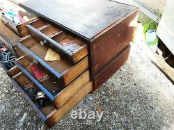 Stupéfiant Vieux Mécaniciens Cabinet 11 Tiroirs Industriel Antique Coffre D'outils