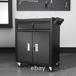 Tiroir Armoire de rangement d'outils en acier verrouillable avec roues Poignée 2 clés Noir uk
